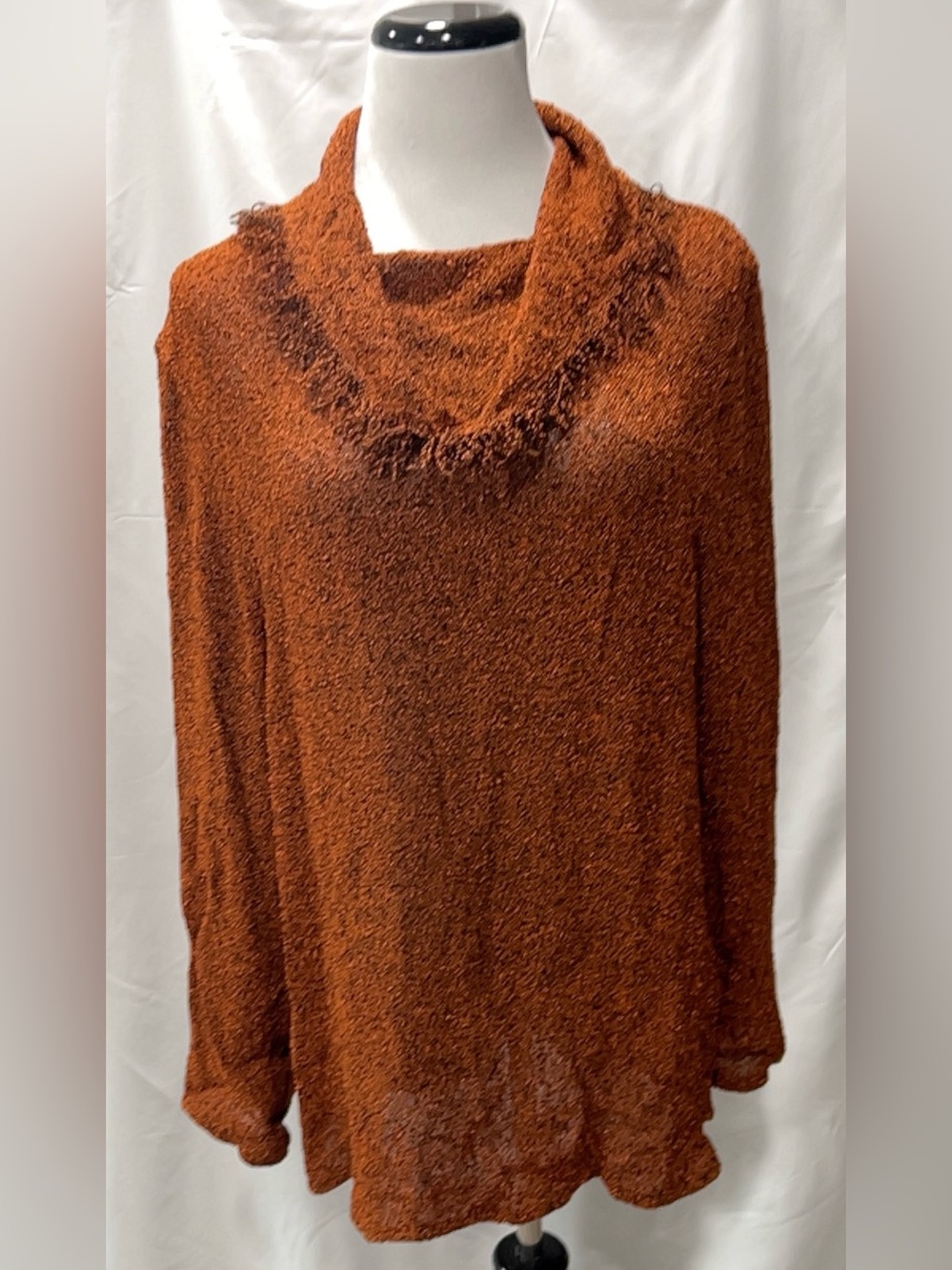 Les Veteries St-Apollinaire Brown Boucle Textured Cowl Neck Sweater Medium